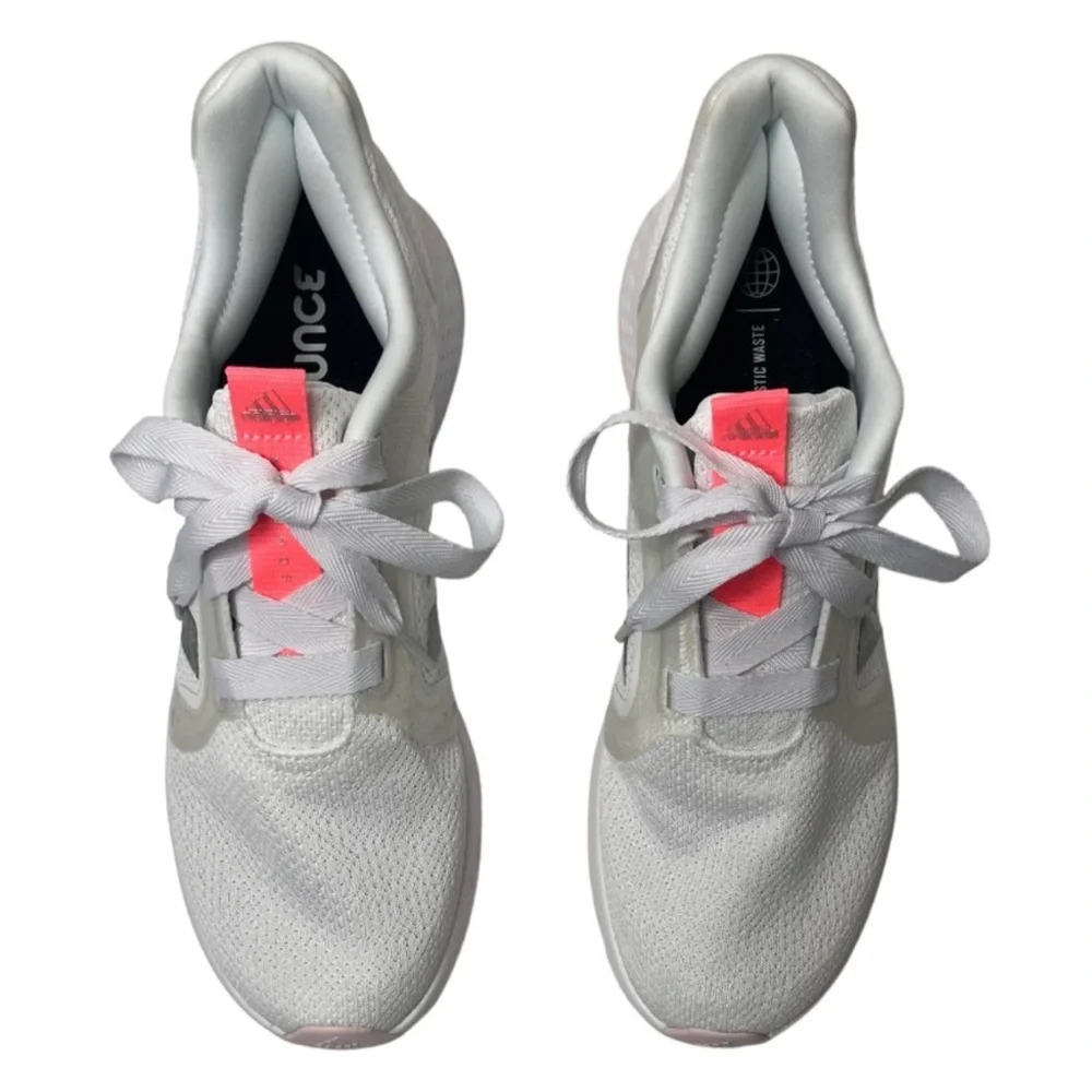Adidas Bounce Edge Athletic Shoes Running Gray White Silver Coral Pink Size 11